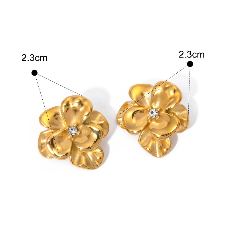 18k Gold Plated Flower Stud Earrings