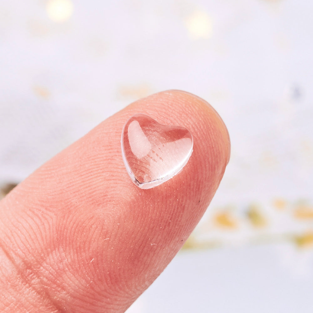 100pcs 3D Transparent Heart Charms for Nail Art Decoration