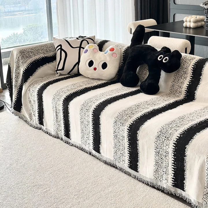 Striped Chenille Sofa Cover Anti-Scratch Throw Blanket