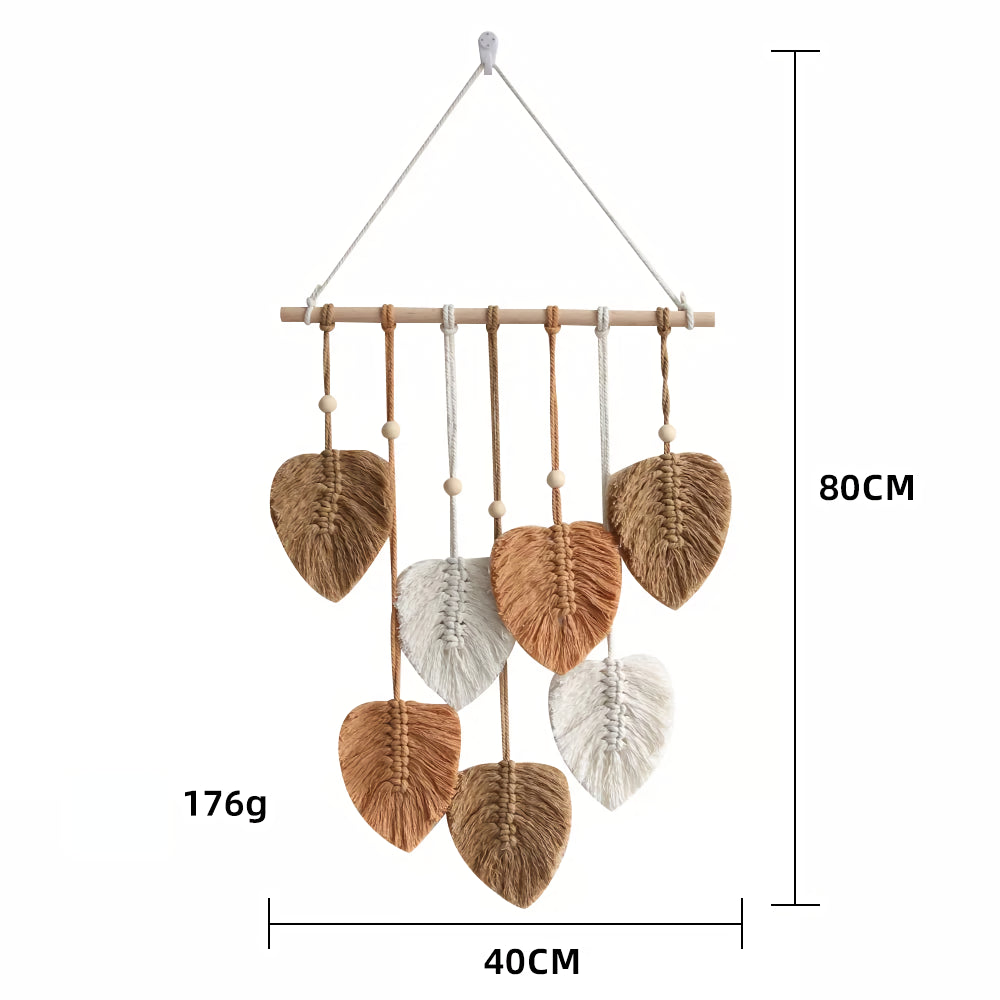 Handwoven Cotton Rope Leaf Wall Hanging Tapestry