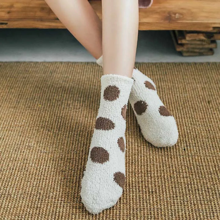 Cute Candy Color Soft Fluffy Dot Socks for Women