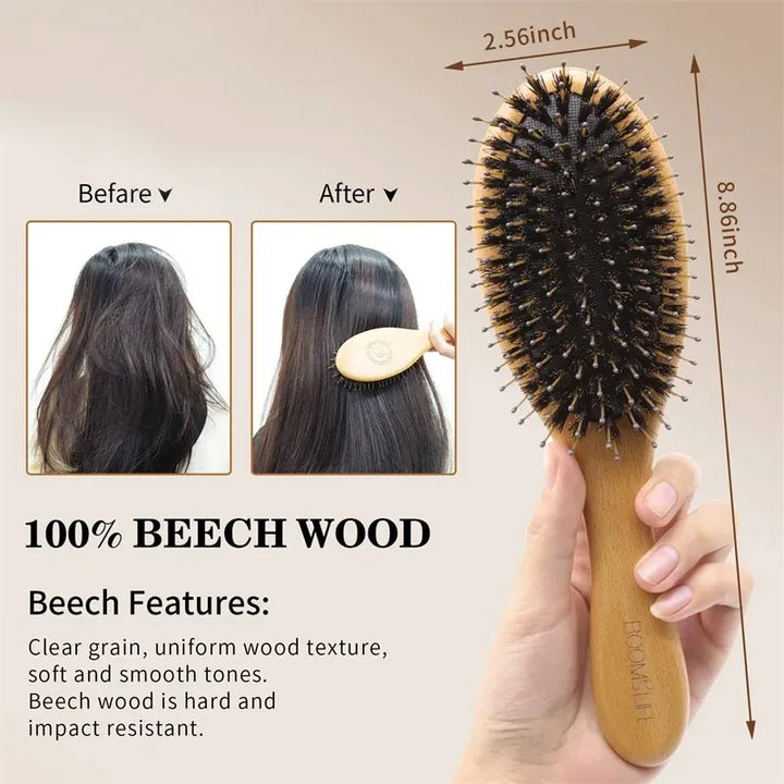 Boar Bristle Wooden Hair Brush