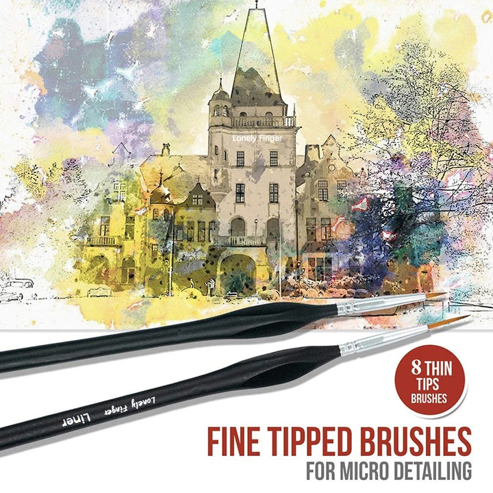 8-Piece Fine Detail Paint Brush Set with Ergonomic Handles for Precision Art