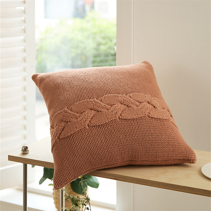 Nordic Twist Design Knitted Pillow Case