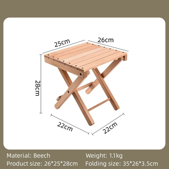 Portable Folding Beech Wood Stool