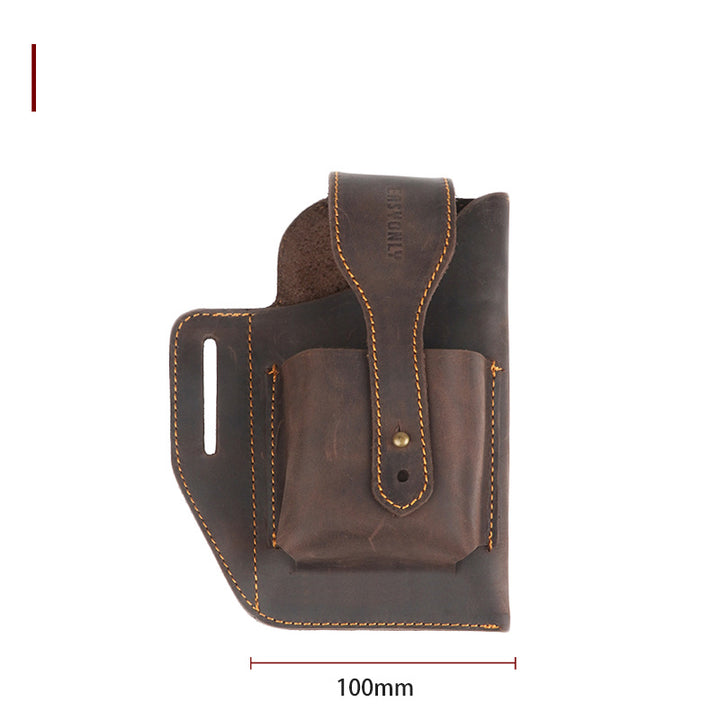 Men's Dual Mobile Phone Bag Hanging Waist   Outdoor Construction Site Leather Belt Cover