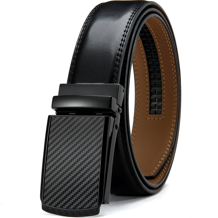 Double-sided Genuine Leather Alloy Grain Reverse Pull Simple Business Casual Pants Belt