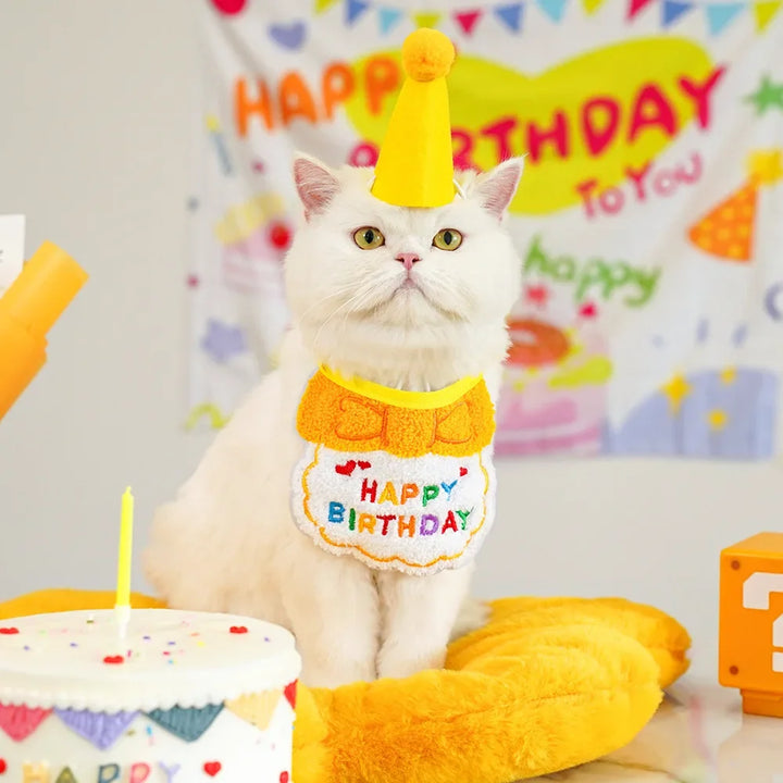 Charming Pet Birthday Bandana and Hat Set