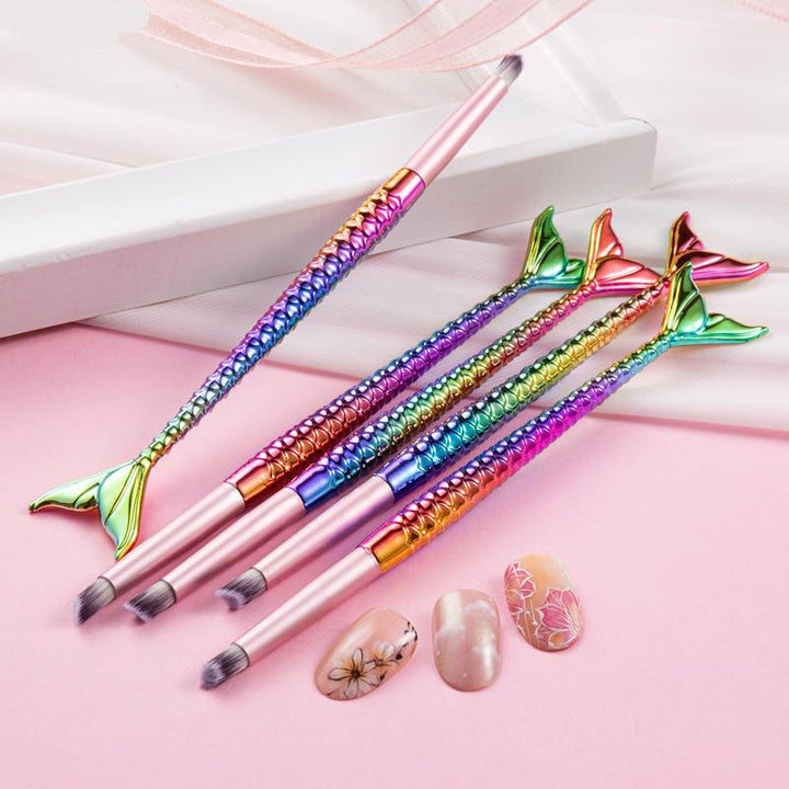 Gradient Mermaid Handle Nail Art Brush Set