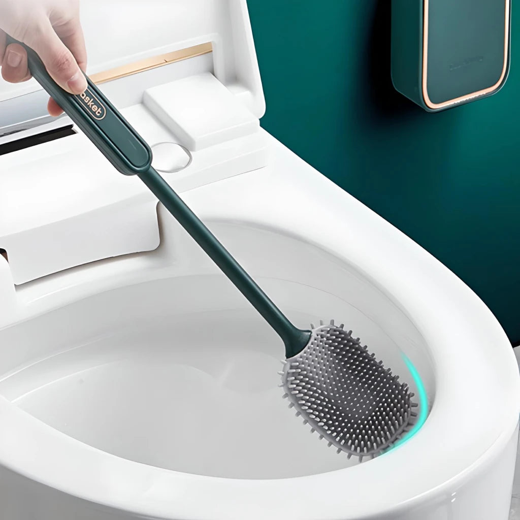 Flexible Silicone Toilet Brush with Quick-Dry Holder