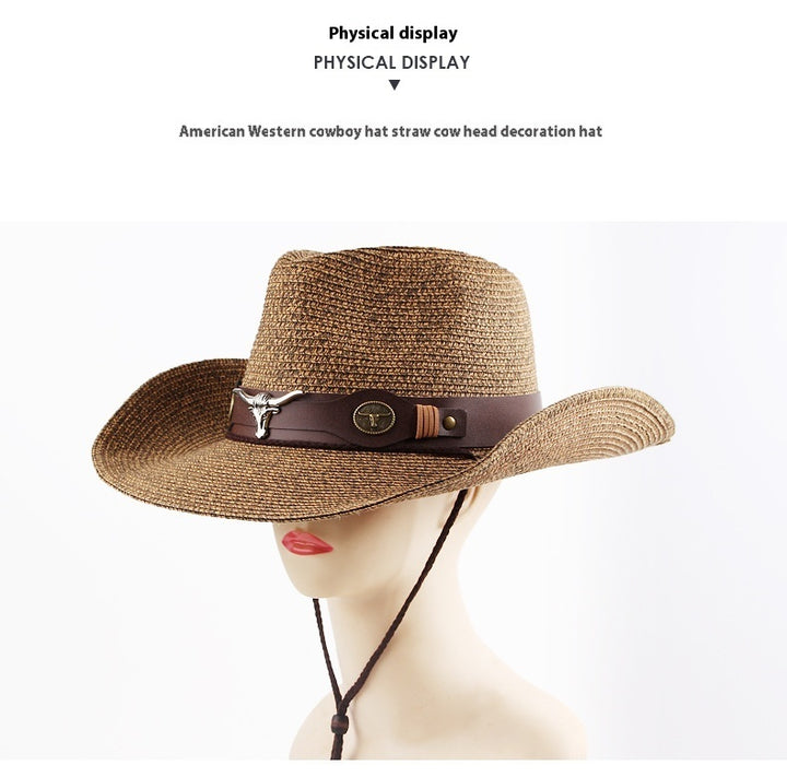 Outdoor Sunshade Western Denim Mixed Color Straw Hat