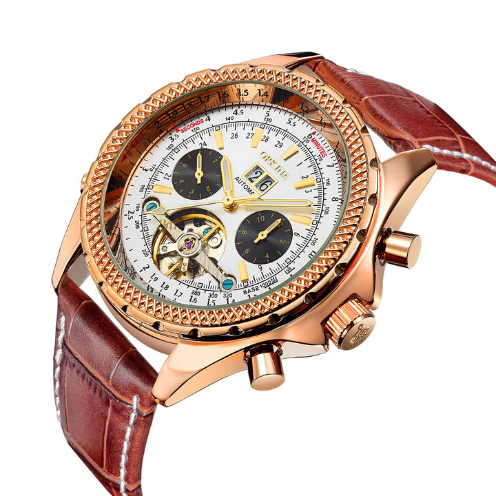 Large Dial Men's Tourbillon Multi-function Automatic Mechanical Watch