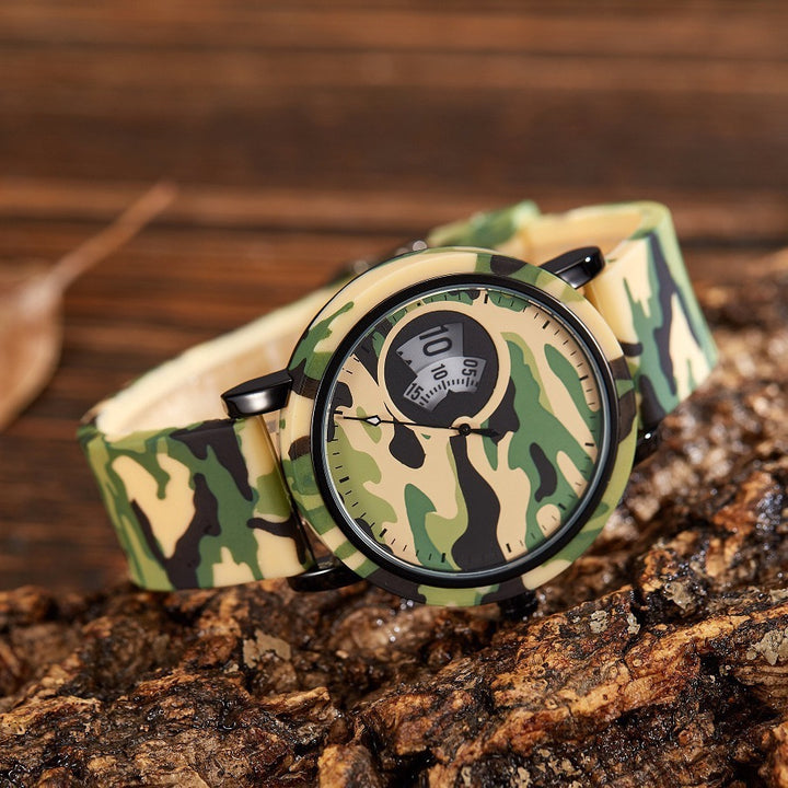 Camouflage Watch Student Sports Double Display Fashion Silicone Strap