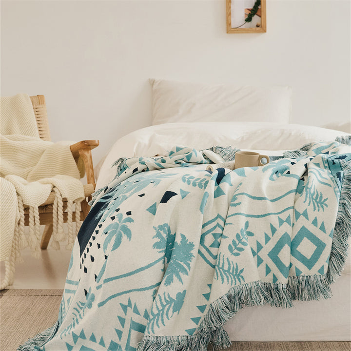 Bohemian Selva Pattern Cotton Knitted Blanket