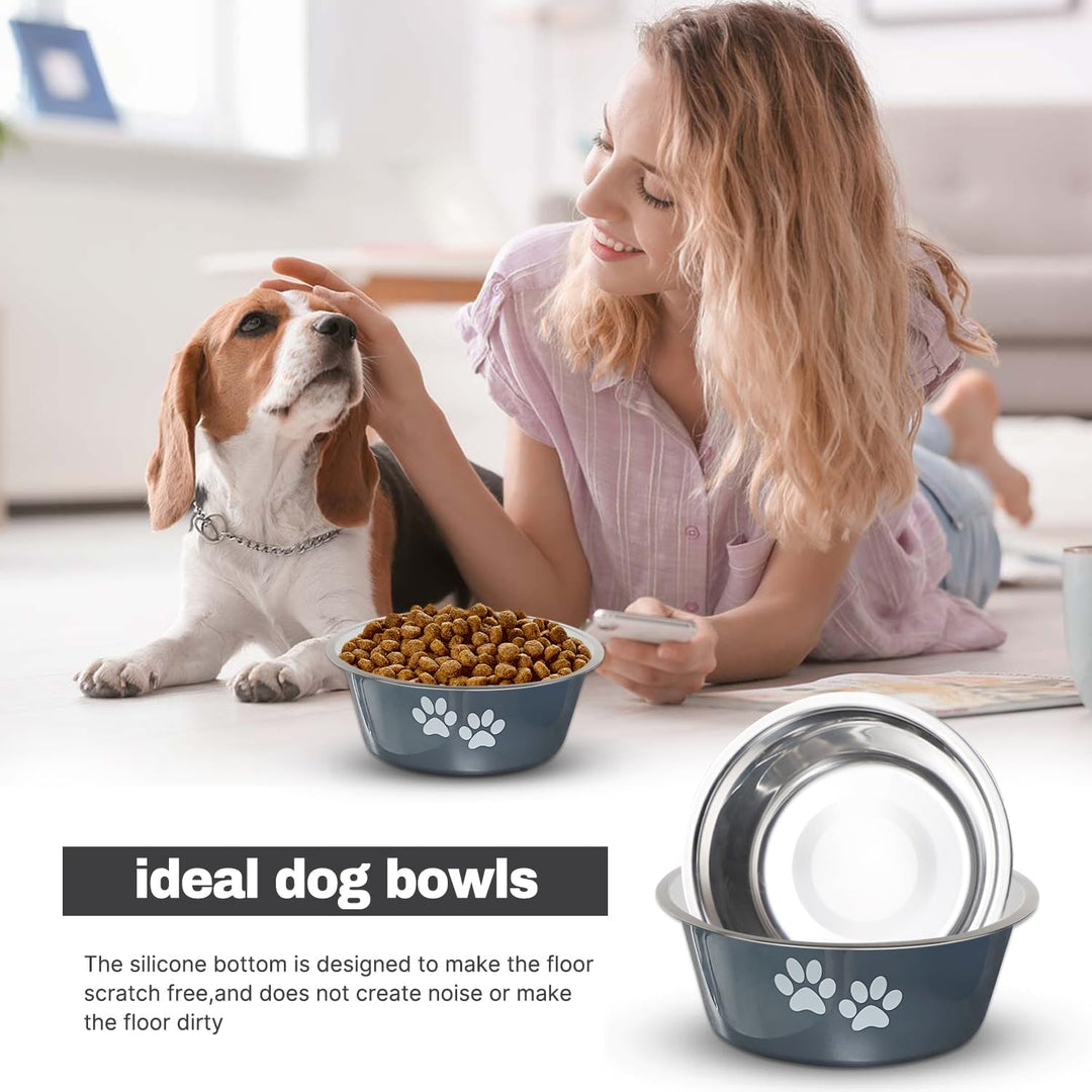 Non-slip Stainless Steel Dog Bowls for Small, Medium, and Large Pets