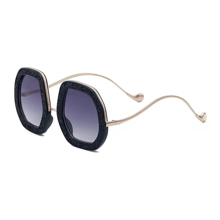 Luxury Oversized Diamond Polygon Sunglasses with UV Protection