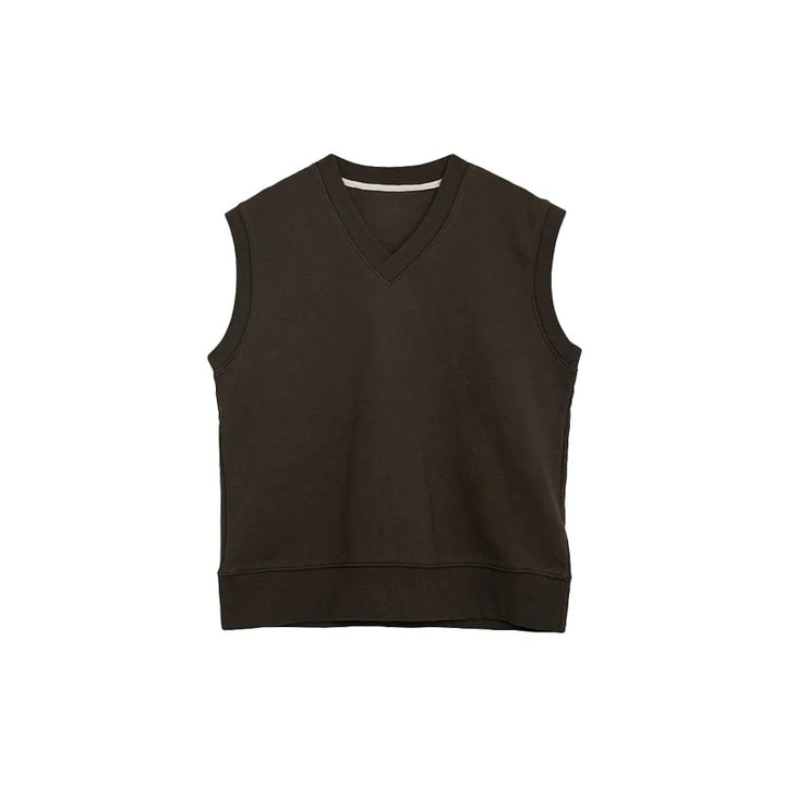 Women's Loose V-Neck Sleeveless Knit Pullover - Casual Autumn Undershirt Top