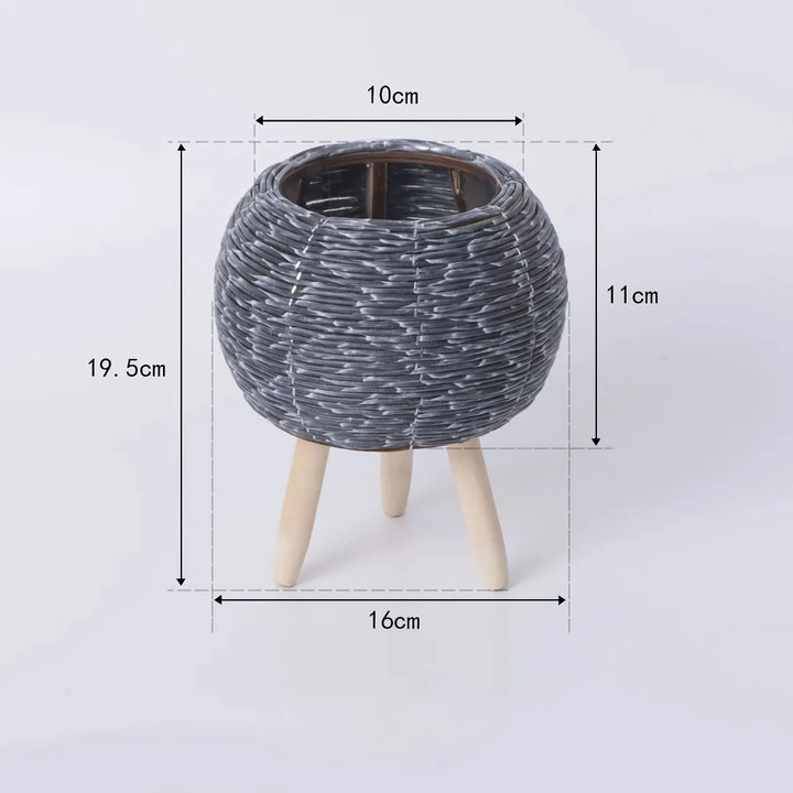 Nordic Hand-Woven Imitation Rattan Flower Pot