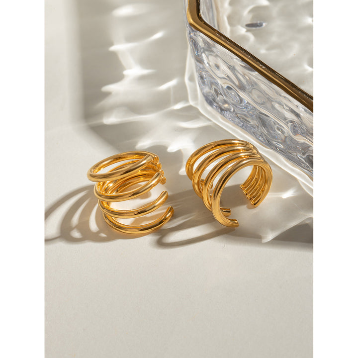 18k Gold Plated Four-Layer Stainless Steel Hoop Ear Clip