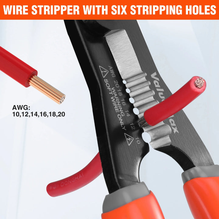 7" Multifunctional Wire Cutters and Pliers for 10-22AWG Soft Wire