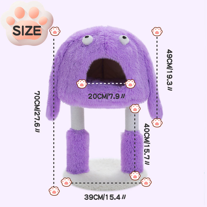 Purple Monster Cat Tree Tower with Big Condo & Sisal-Wrapped Legs