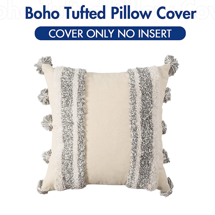 Boho Chic Tufted Sofa Cushion Cover with Tassels