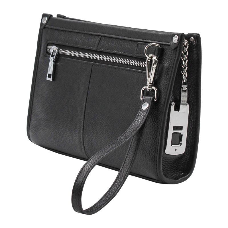 Business First Layer Leather Handbag Fashion Fingerprint Lock Male Wallet - Trendha