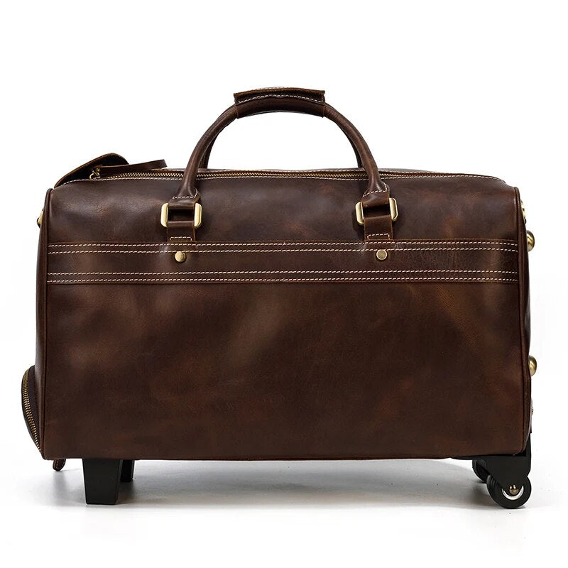 Genuine Leather Wheeled Duffel Bag