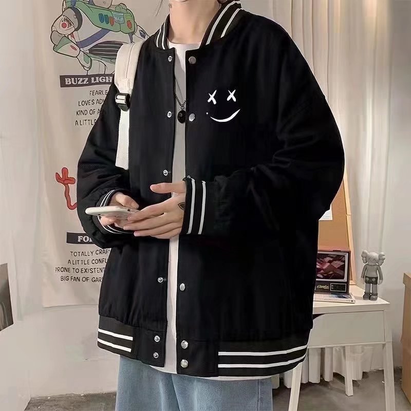 Men's Autumn And Winter Fashion Brand Ins Loose Hong Kong Style  Baseball Uniform Coat Coat