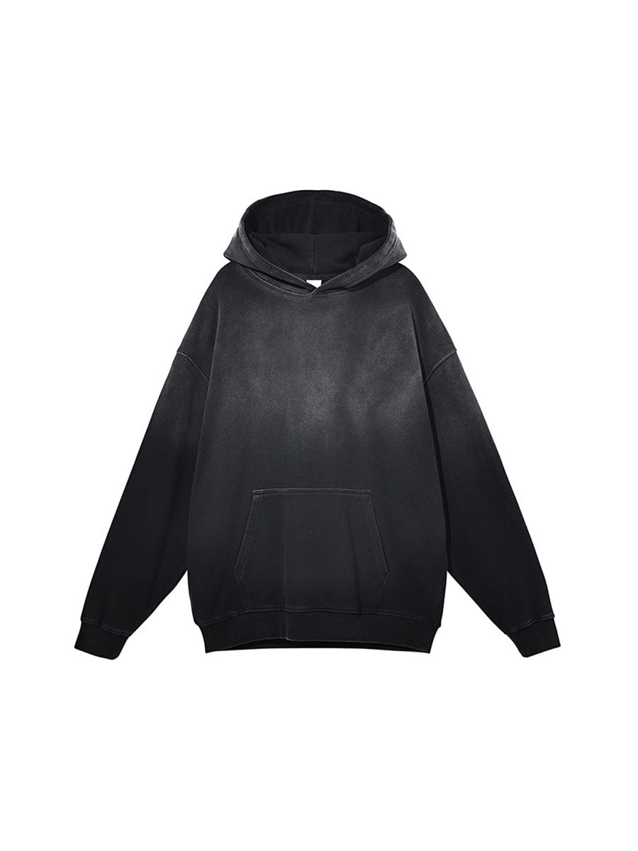 Washed Gradient Worn Hooded Sweater For Men