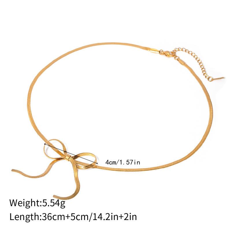 18K Gold Plated Bowknot Snake Chain Necklace – Chic, Minimalist, Waterproof