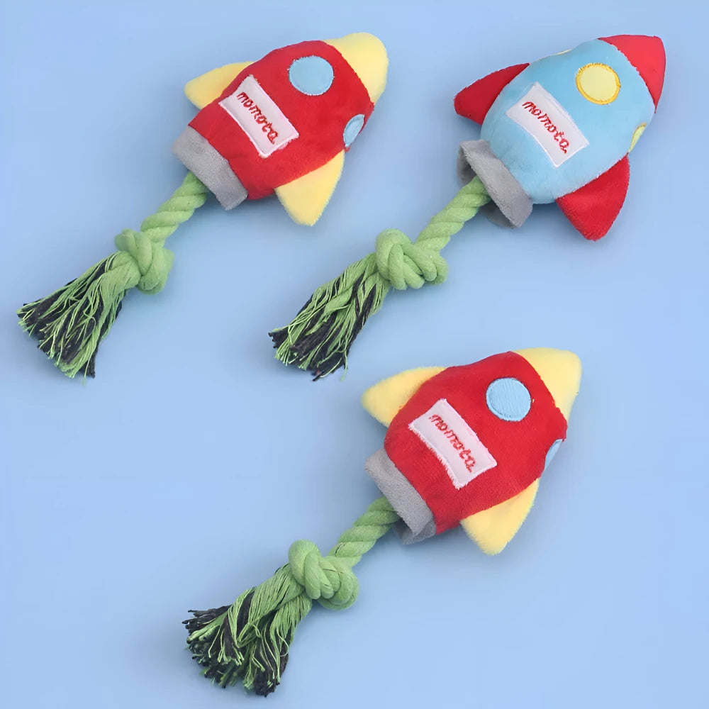 Rocket Shaped Plush Chew Toy for Dogs – Durable Corduroy Bite Resistant Toy