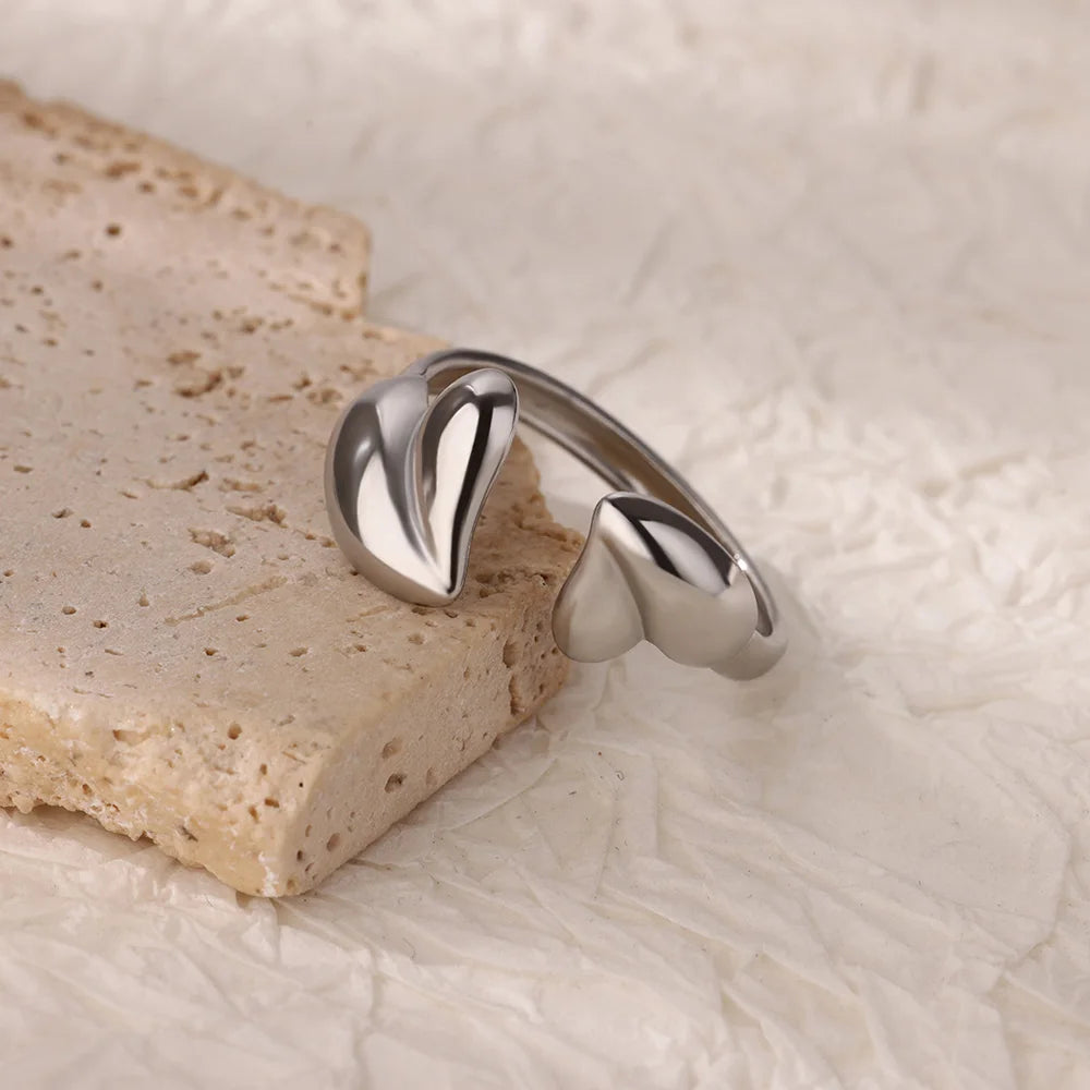 Heart Stainless Steel Adjustable Ring