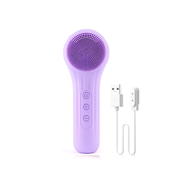 Electric Silicone Facial Cleansing Brush with Sonic Vibration & Heating Massage