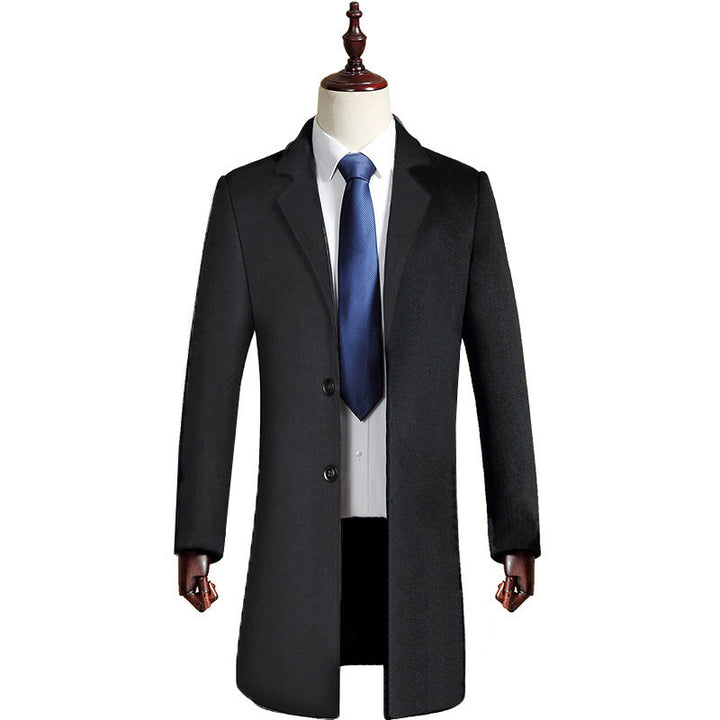 Woolen Coat Men's Mid-length Casual Slim Business Trench Coat