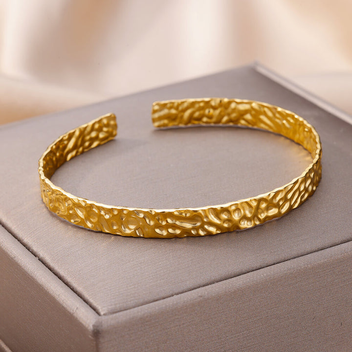 Gold Adjustable Stainless Steel Cuff Bracelet for Women