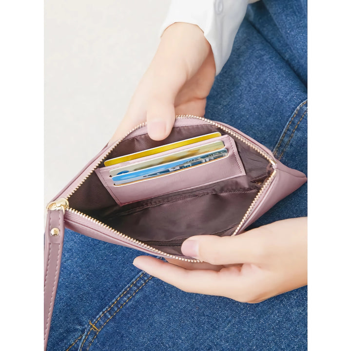 Simple Fashion Long PU Leather Wallet with Large Capacity Zipper