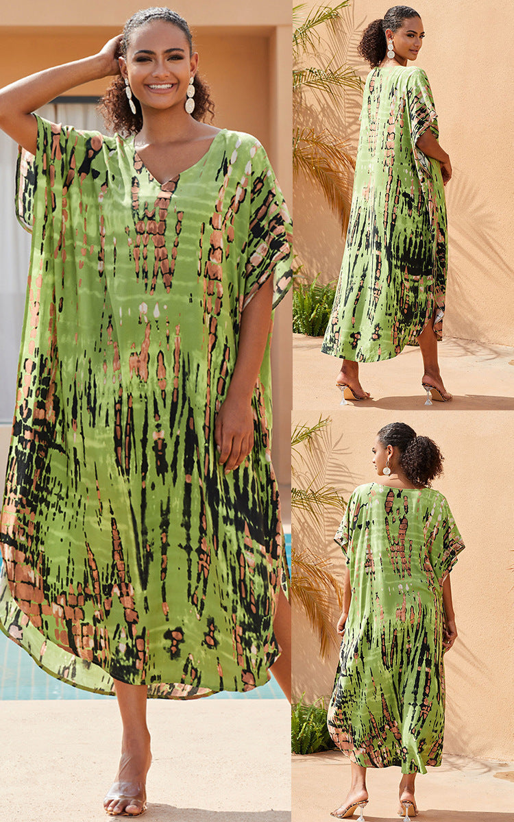 Rayon Tie-dyed Beach Long Dress Sun Protection Shirt