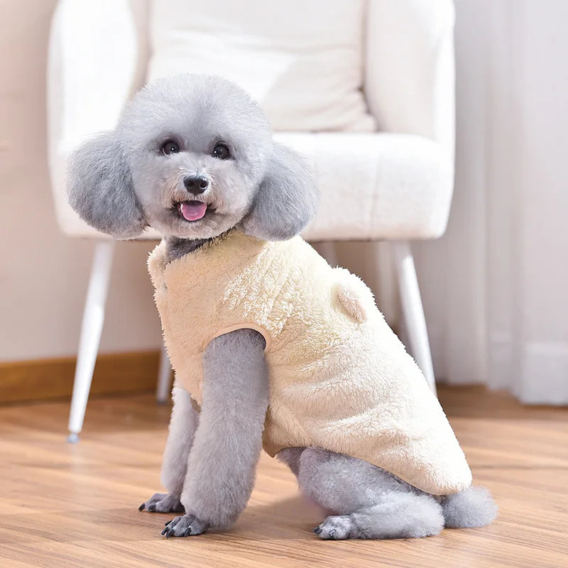 Cozy Fleece Bear Dog Jacket – Winter Warm Apparel