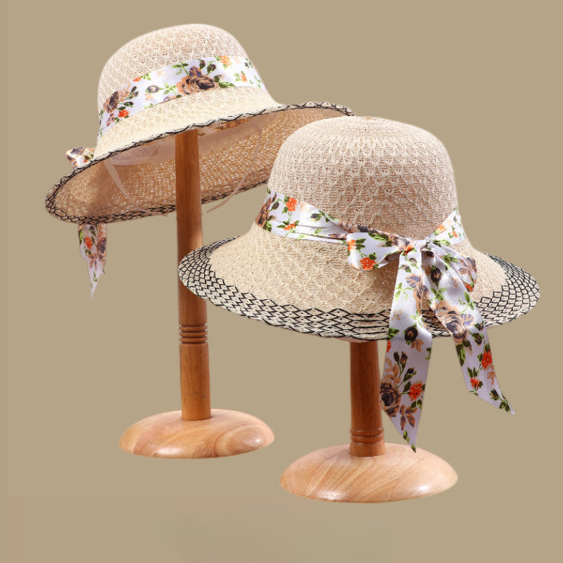 Elegant Floral Ribbon Sun Hat