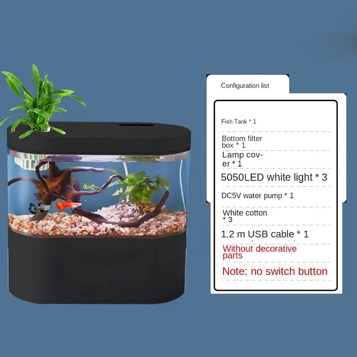 Mini Self-Circulation Goldfish Tank - Eco-Friendly Tabletop Aquarium