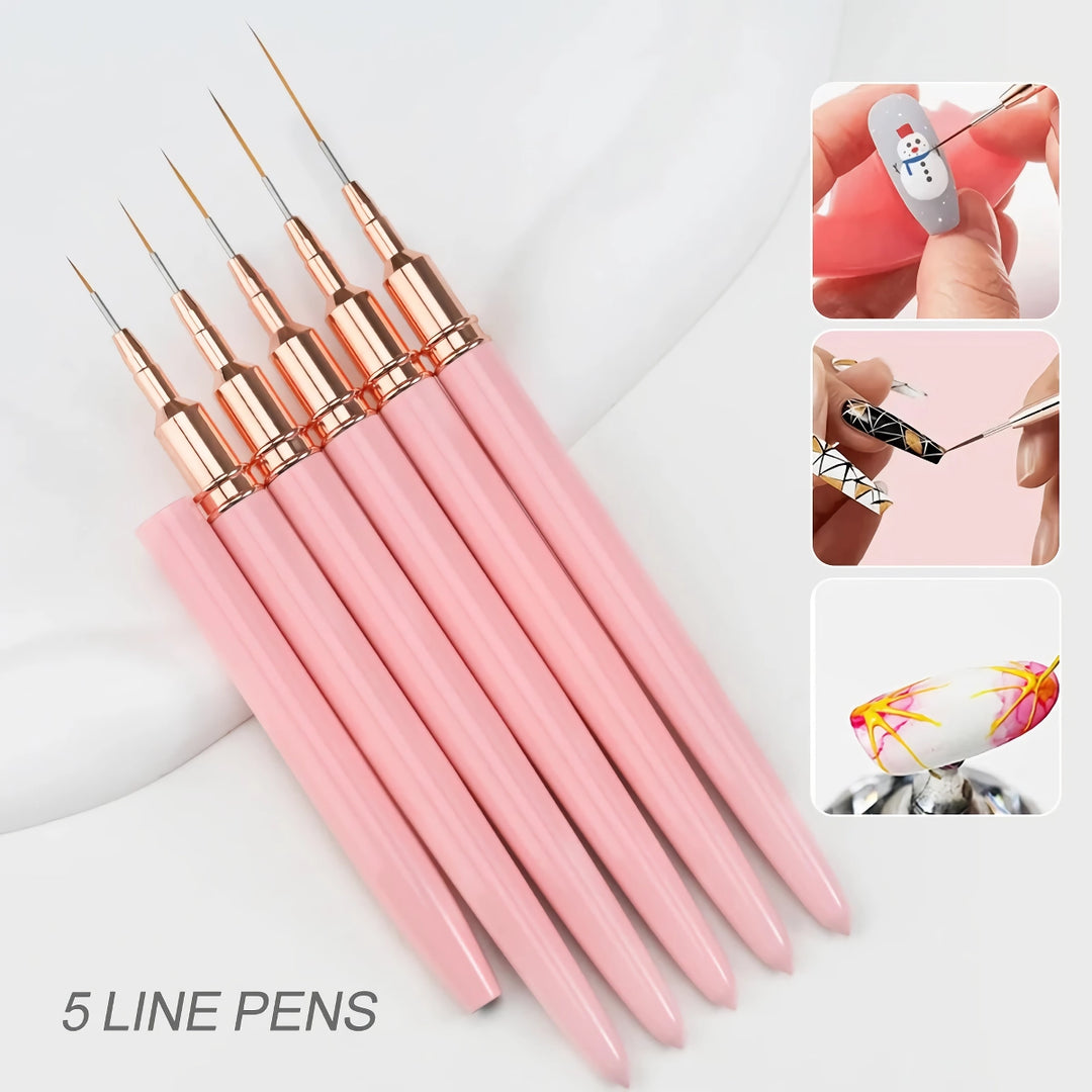 5-Piece Ultra-Fine Nail Art Liner Brush Set