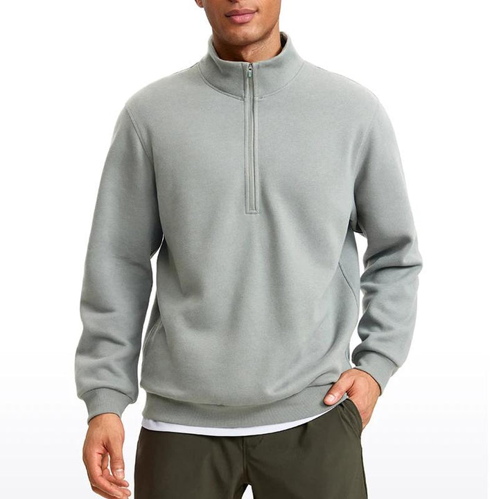 Men's Fleece-Lined Mock Neck Half Zip Sweatshirt