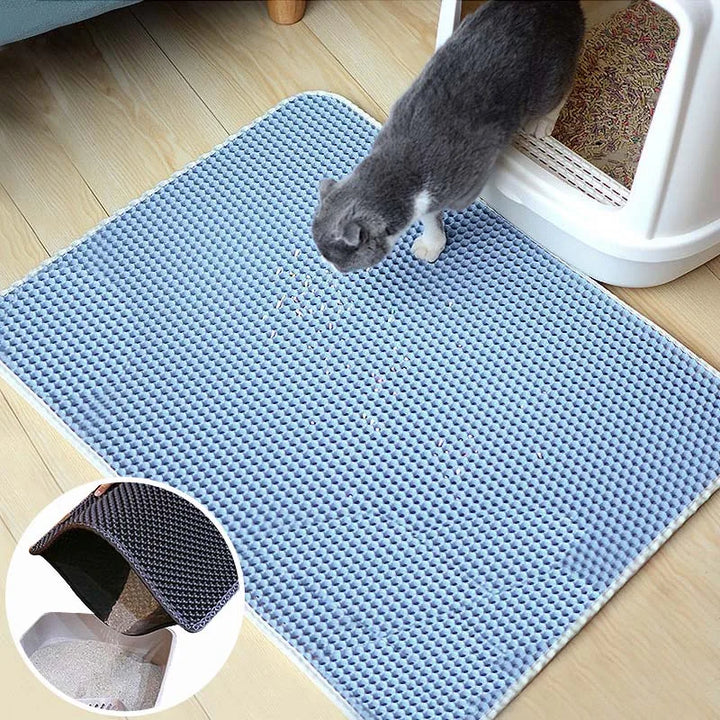 Foldable Waterproof Cat Litter Mat – Double-Layer EVA Litter Catcher