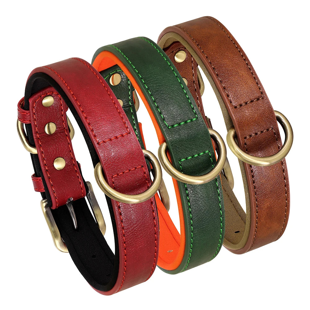 Soft Padded PU Leather Dog Collar