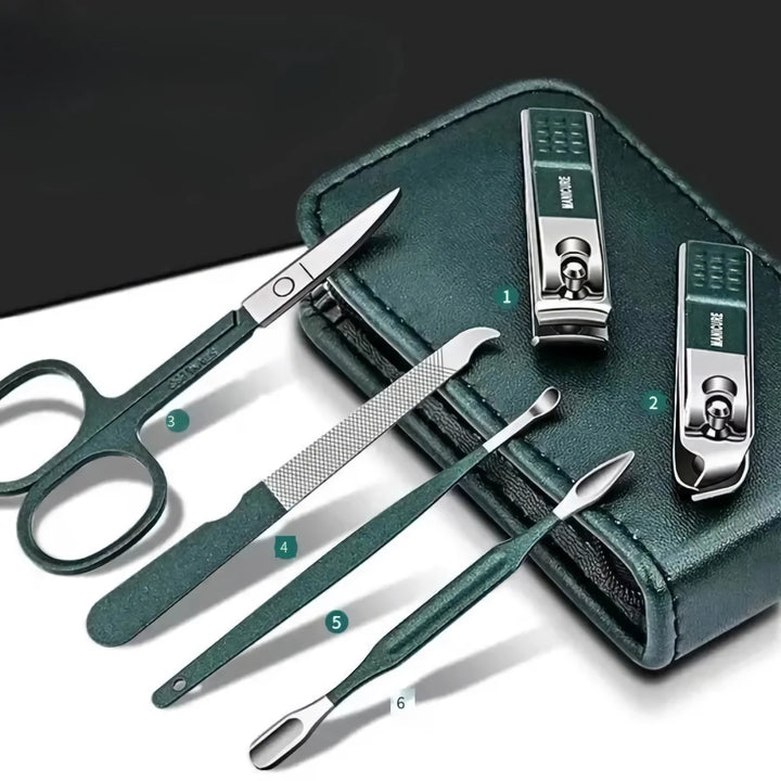 6-Piece Stainless Steel Nail Clippers Set - High-End Manicure Tools