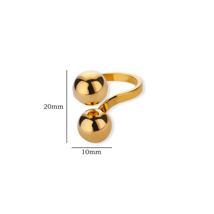 Double Ball Stainless Steel Rings for Women - Smooth Opening Band Party Jewelry