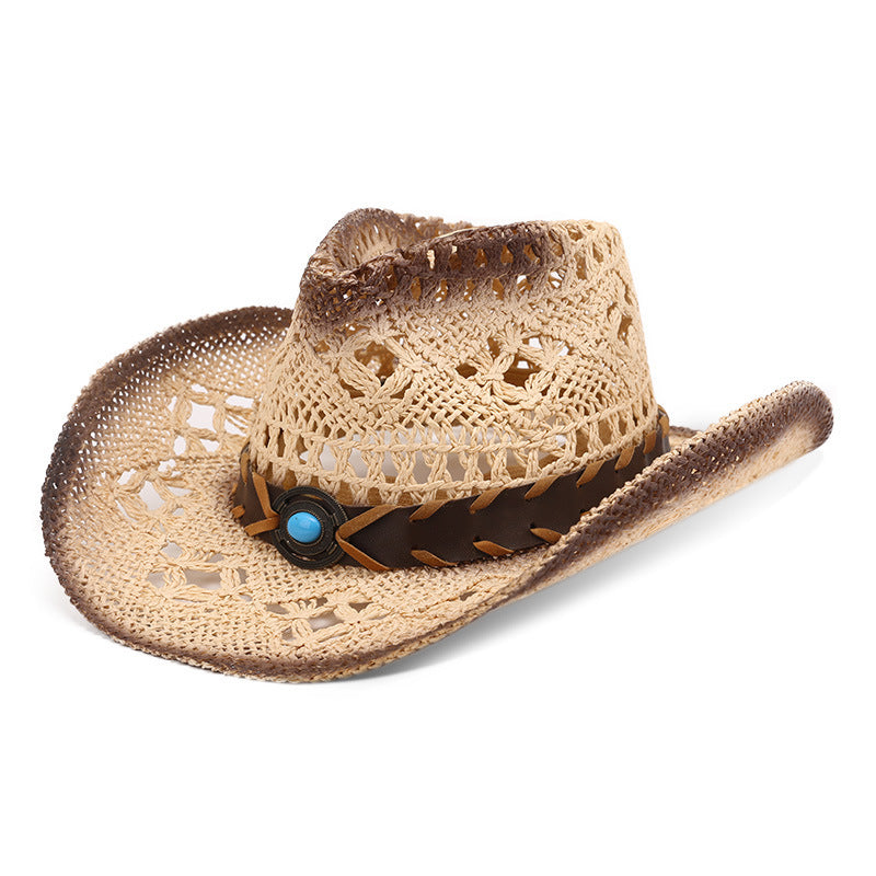 Hollow Out Western Cowboy Hat Straw Breathable