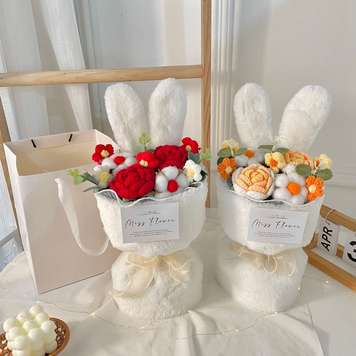 Creative Knitted Rabbit Ear Bouquet Doll