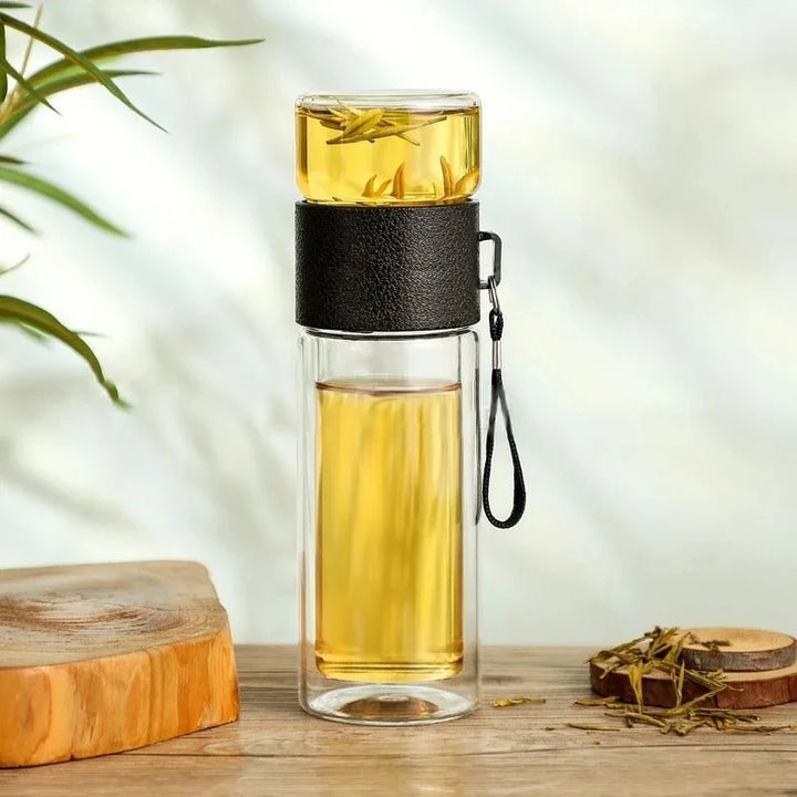 Creative Insulated Glass Water Bottle with Tea Infuser